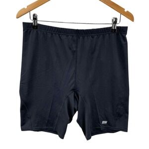 Runners World Athletic Shorts Large Black Polyester Spandex Elastic Waist Pocket